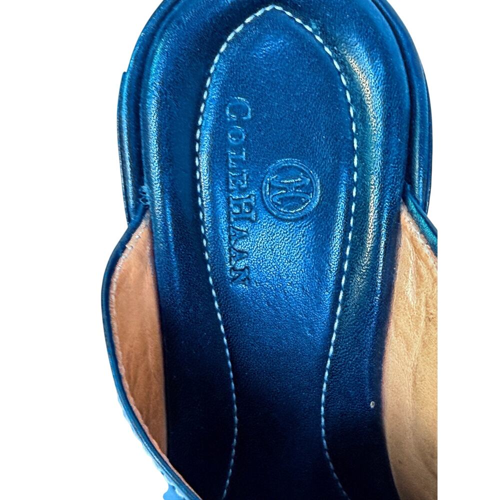 Cole Haan Woman’s Sz 7-1/2 B Leather Heeled Slides in Black - Picture 6 of 8